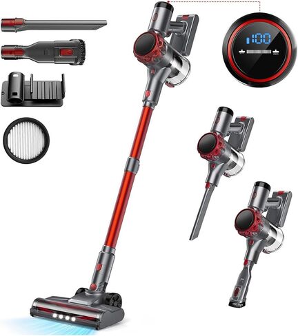 UML0 S3P Cordless Vacuum Cleaner, 45kPa Powerful Suction Vacuum Cleaners for Home, 55-Min Runtime Rechargeable Stick Vacuum, Self-Standing, for Pet Hair Carpet Hard Floor, LED Display in Kuwait
