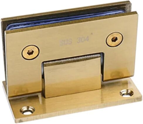 الفولاذ المقاوم للصدأ الزجاج المشبك موصل الباب المفصلي 90 درجة (XYGL-24) 1 قطعة (ذهبي مصقول) in Kuwait