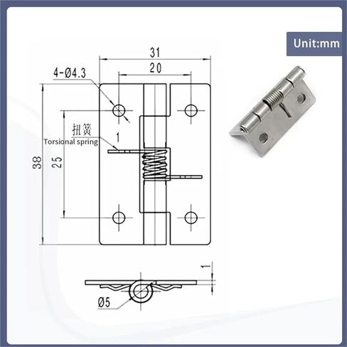 مفصلات زنبركية من الفولاذ المقاوم للصدأ 304 مقاس 1.5 بوصة قطعة واحدة in Kuwait