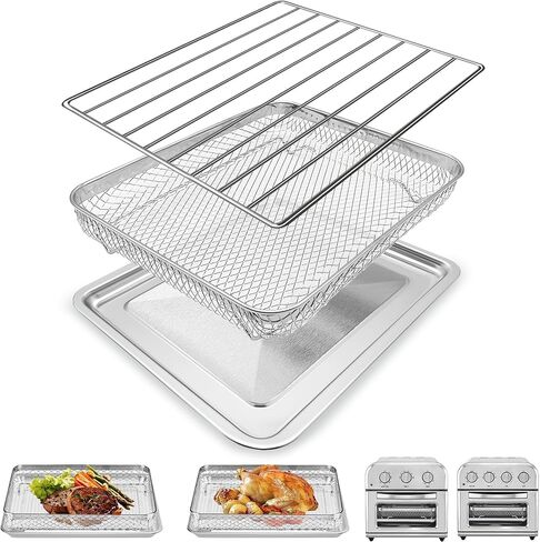 Air Fryer Tray Replacement for Cuisinart TOA-28 AFR-25 Toaster Air Fryer Convection Oven, 10.7 * 9.8'' Non-stick Mesh Air Fryer Stainless Steel Basket Wire Rack Accessories Parts, Dishwasher Safe in Saudi Arabia