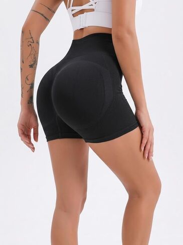 Women's High Waisted Seamless Biker Shorts - Scrunch Butt Lifting Tummy Control Workout Shorts for Yoga Gym Running Fitness in Saudi Arabia