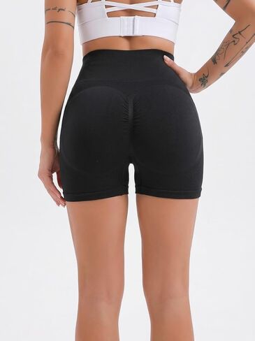 Women's High Waisted Seamless Biker Shorts - Scrunch Butt Lifting Tummy Control Workout Shorts for Yoga Gym Running Fitness in Saudi Arabia