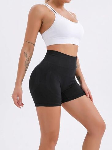 Women's High Waisted Seamless Biker Shorts - Scrunch Butt Lifting Tummy Control Workout Shorts for Yoga Gym Running Fitness in Saudi Arabia