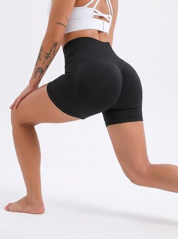 Women's High Waisted Seamless Biker Shorts - Scrunch Butt Lifting Tummy Control Workout Shorts for Yoga Gym Running Fitness in Saudi Arabia