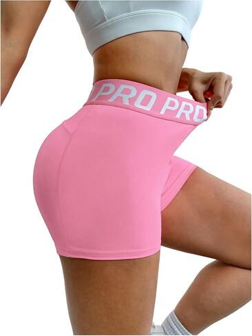 WDIRARA Women's Workout Gym Shorts Letter Graphic High Waisted Yoga Biker Shorts in Saudi Arabia