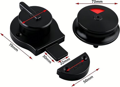 Commercial Restroom Door Handle with Indicator Lock, Available or Occupied Toilet Bolt Indicator Privacy Door Lock Handle - Latch Buckle for Public Lavatories, Washrooms, and Bathrooms​（Black ） in Saudi Arabia