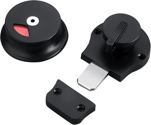 Commercial Restroom Door Handle with Indicator Lock, Available or Occupied Toilet Bolt Indicator Privacy Door Lock Handle - Latch Buckle for Public Lavatories, Washrooms, and Bathrooms​（Black ） in Saudi Arabia