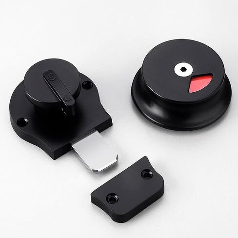 Commercial Restroom Door Handle with Indicator Lock, Available or Occupied Toilet Bolt Indicator Privacy Door Lock Handle - Latch Buckle for Public Lavatories, Washrooms, and Bathrooms​（Black ） in Saudi Arabia