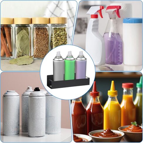 4 Pack Magnetic Spray Can Holder – Heavy-Duty Aerosol Organizer for Garage, Workshop & Home, Black Metal Rack with 8 Plastic Hooks (2 Large + 2 Small) in Saudi Arabia