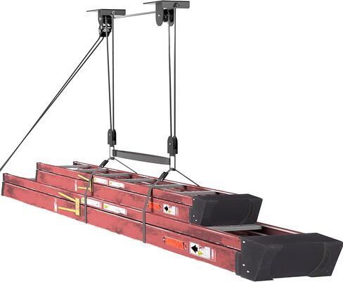 TRUSOON Ladder Storage, Larger Pulley Ladder Hoist, Self Locking Function Ladder Hanger, Garage Ceiling Mount Lift System for Kayak, Cargo Box, Canoe, Bike,Fit 10-14 Foot Ceilings, Hold 150 lbs in Saudi Arabia