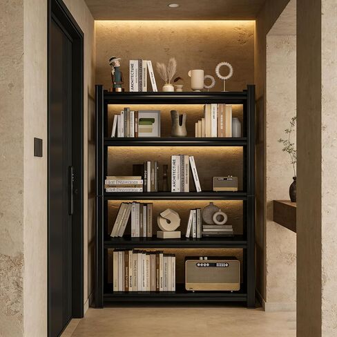 63 بوصة ارتفاع × 45 بوصة عرض، أرفف تخزين مكونة من 5 طبقات وحدة رفوف معدنية قابلة للتعديل للخدمة الشاقة، أرفف مساعدة للمطبخ وغرفة النوم ومخزن المرآب ومستودع الطابق السفلي، 16 بوصة عمق (أسود) in Kuwait