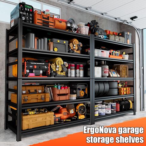 63 بوصة ارتفاع × 45 بوصة عرض، أرفف تخزين مكونة من 5 طبقات وحدة رفوف معدنية قابلة للتعديل للخدمة الشاقة، أرفف مساعدة للمطبخ وغرفة النوم ومخزن المرآب ومستودع الطابق السفلي، 16 بوصة عمق (أسود) in Kuwait