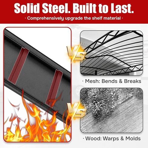 63 بوصة ارتفاع × 45 بوصة عرض، أرفف تخزين مكونة من 5 طبقات وحدة رفوف معدنية قابلة للتعديل للخدمة الشاقة، أرفف مساعدة للمطبخ وغرفة النوم ومخزن المرآب ومستودع الطابق السفلي، 16 بوصة عمق (أسود) in Kuwait