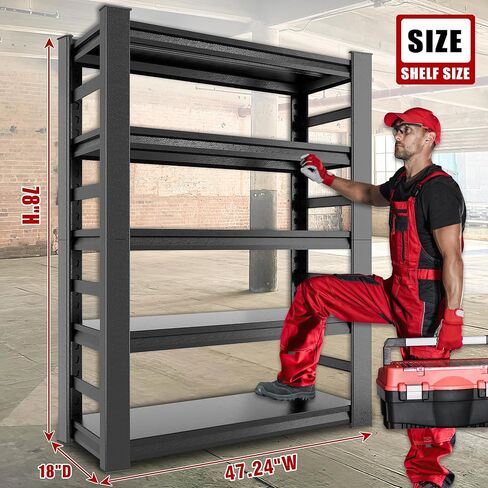 Storage Shelves, Metal Shelving Heavy Duty, Garage Shelving, Adjustable Metal Racks,5 Tier Shelving Unit, Rack Units and Storage for Warehouse, Basements, Garages (5-Tier 78" Hx47.2 Wx18 D) in Saudi Arabia