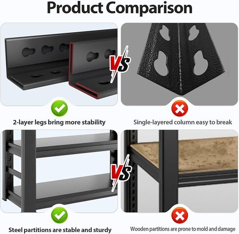 Storage Shelves, Metal Shelving Heavy Duty, Garage Shelving, Adjustable Metal Racks,5 Tier Shelving Unit, Rack Units and Storage for Warehouse, Basements, Garages (5-Tier 78" Hx47.2 Wx18 D) in Saudi Arabia