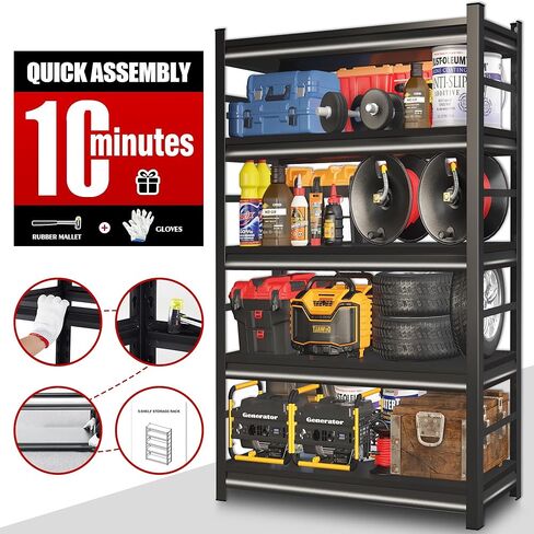 Storage Shelves, Metal Shelving Heavy Duty, Garage Shelving, Adjustable Metal Racks,5 Tier Shelving Unit, Rack Units and Storage for Warehouse, Basements, Garages (5-Tier 78" Hx47.2 Wx18 D) in Saudi Arabia