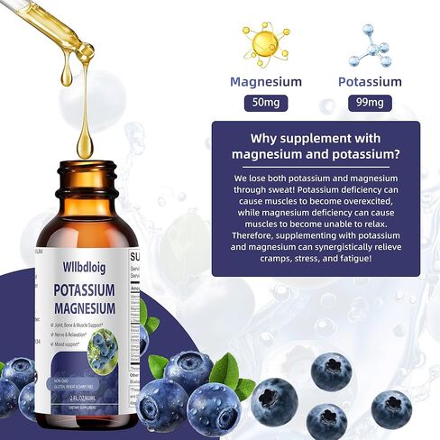 Potassium Magnesium Supplement Liquid Drops 2 Pack,High Absorption Potassium Supplement with Magnesium,L-Theanine, Vegan,Organic Potasio Support Leg Cramps, Bone, Muscle,4 Fl oz in Saudi Arabia