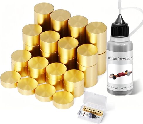 DerbyCraftPro Pinewood Car Weights Kit |Tungsten Weights (12Pieces,3.25oz), 0.5oz Graphite Powder for Derby Wheels & Axles | Multi-Use Lock Graphite Lubricant | Precision Counterweight to Boost Speed in Saudi Arabia