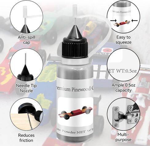DerbyCraftPro Pinewood Car Weights Kit |Tungsten Weights (12Pieces,3.25oz), 0.5oz Graphite Powder for Derby Wheels & Axles | Multi-Use Lock Graphite Lubricant | Precision Counterweight to Boost Speed in Saudi Arabia