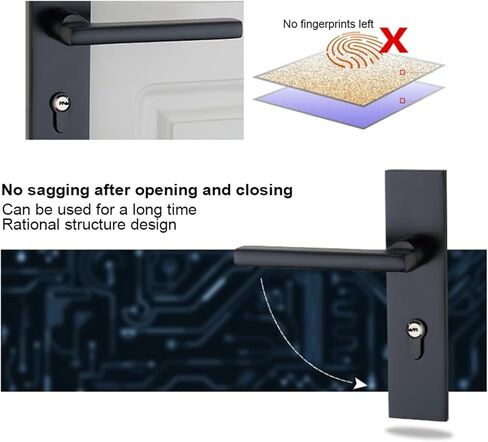Fafeicy Bedroom Door Lock Home Security Handle Lock with Keys Screw Black in Saudi Arabia