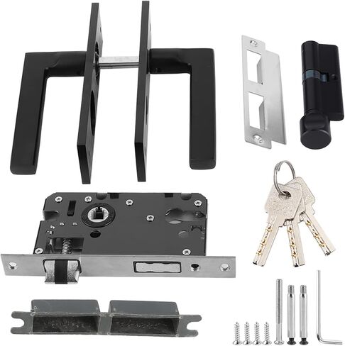 Fafeicy Bedroom Door Lock Home Security Handle Lock with Keys Screw Black in Saudi Arabia