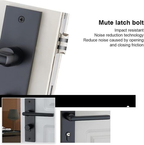 Fafeicy Bedroom Door Lock Home Security Handle Lock with Keys Screw Black in Saudi Arabia