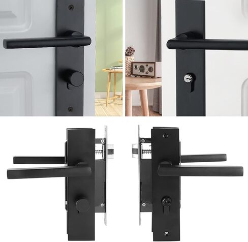 Fafeicy Bedroom Door Lock Home Security Handle Lock with Keys Screw Black in Saudi Arabia