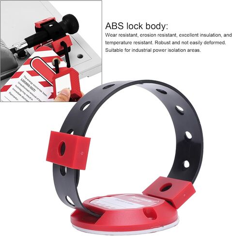 ABS Electrical Panel Handle Lock with Industrial Adhesive, Strap and Two Clips, for 8 to 16mm Handle, withstands wear, Erosion, Temperature Variations in Saudi Arabia