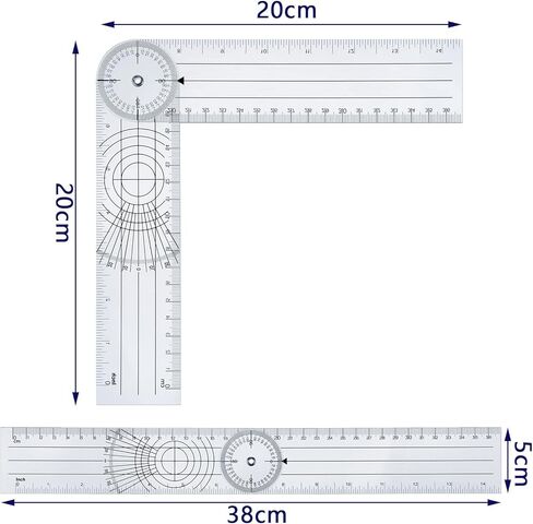 2 Pcs Plastic Goniometer Quick Protractor Clear Angle Finder Ruler with 7 Inch Arm Angle Measurement Tool for School Office Measuring Drawing Woodworking Designers Architects Students Work in Saudi Arabia