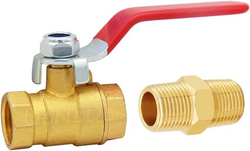 Uenede Brass 3/8 Inch NPT Ball Valve and Nipple, 3/8" NPT Female Thread Shut-off Valve with 3/8" NPT Male Equal Diameter Coupler Pipe Threaded Fittings for Water/Oil/Gas in Saudi Arabia