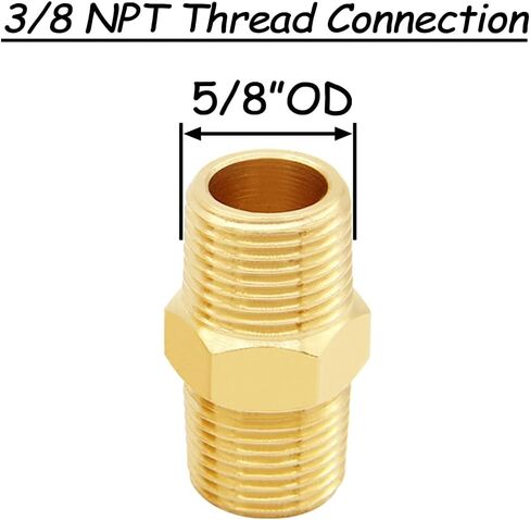Uenede Brass 3/8 Inch NPT Ball Valve and Nipple, 3/8" NPT Female Thread Shut-off Valve with 3/8" NPT Male Equal Diameter Coupler Pipe Threaded Fittings for Water/Oil/Gas in Saudi Arabia