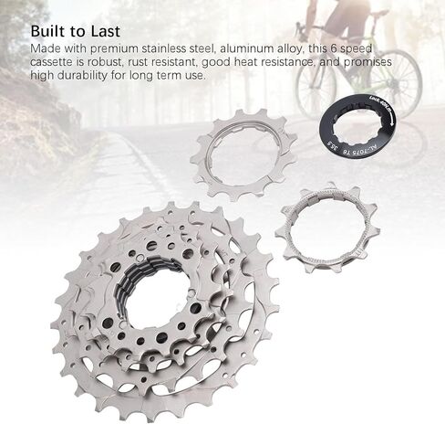 Bicycle Cassette, Low Noise Smooth Rotation 6 Speed Sprocket Stainless Steel Aluminum Alloy for Road Mountain Cyclists and Enthusiasts in Saudi Arabia