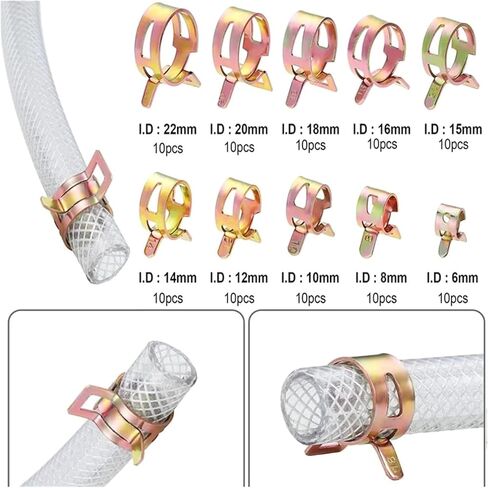 Hose clamp, 10Pcs 4mm-22mm for Choose Fuel Spring Clip Vacuum Silicon Hose Clamp in Saudi Arabia