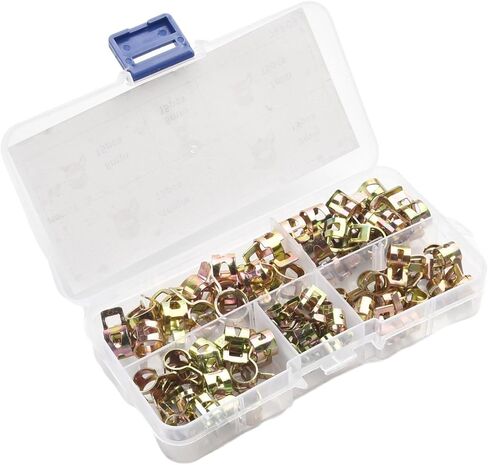 75PCS Galvanized Spring Steel Hose Clamps Set for Fuel, Oil & Water Lines – 5 Sizes (6mm–10mm) – Motorcycle & Automotive Repair Hardware in Saudi Arabia