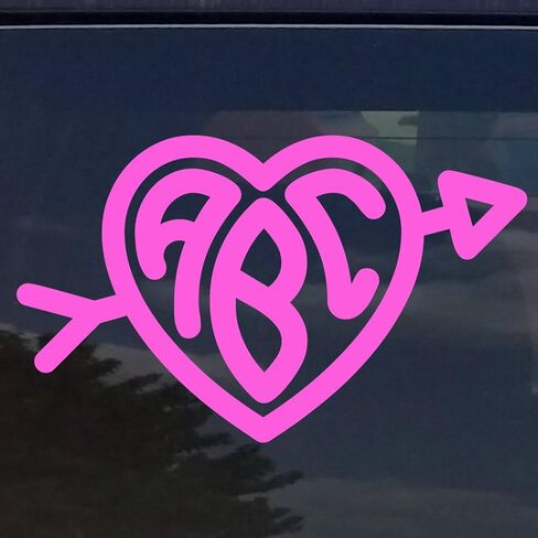 Custom Heart Monogram Initials Vinyl Decal/Bumper Sticker for Cars YETI Cup Laptop (12 Colors) (5"x8") in Saudi Arabia