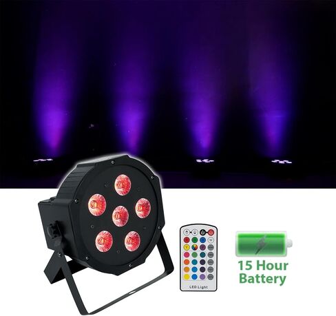 حزمة Rockville Battery PAR 6RF: 2X مصابيح LED RGBWA+UV لاسلكية DMX قابلة لإعادة الشحن مع جهاز تحكم عن بعد RF، حقيبة سفر RLB90 لمصباحين Par ووحدة تحكم وكابلات، 3 عناصر in Kuwait