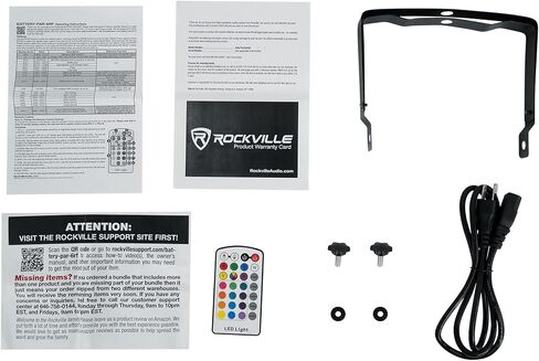 حزمة Rockville Battery PAR 6RF: 2X مصابيح LED RGBWA+UV لاسلكية DMX قابلة لإعادة الشحن مع جهاز تحكم عن بعد RF، حقيبة سفر RLB90 لمصباحين Par ووحدة تحكم وكابلات، 3 عناصر in Kuwait