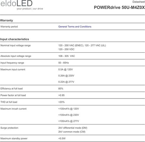 إلدوLED | POWERdrive 50U-M4Z0X - 50W DMX/RDM كامل الألوان (RGBW) مشغل LED قابل لتعديل الضوء in Kuwait