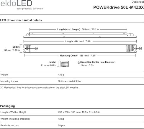 إلدوLED | POWERdrive 50U-M4Z0X - 50W DMX/RDM كامل الألوان (RGBW) مشغل LED قابل لتعديل الضوء in Kuwait