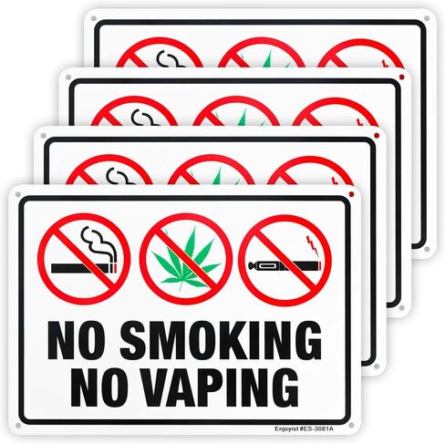 4 Pack No Smoking No Vaping Symbol Sign, 10"x 7" .040 Rust Free Aluminum – Reflective, UV Protected and Weatherproof in Saudi Arabia
