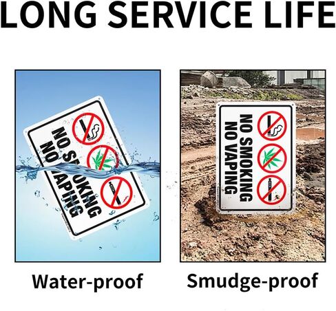 4 Pack No Smoking No Vaping Symbol Sign, 10"x 7" .040 Rust Free Aluminum – Reflective, UV Protected and Weatherproof in Saudi Arabia