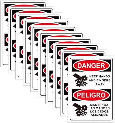 10 PCS DANGER Keep Hands And Fingers Away Safety English + Spanish OSHA Labels - 5 x 3.5 Inch Danger Bilingual Warning Stickers Decal, Vinyl Material for Industrial Machine Equipment in Saudi Arabia