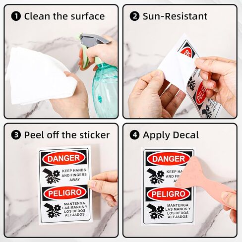 10 PCS DANGER Keep Hands And Fingers Away Safety English + Spanish OSHA Labels - 5 x 3.5 Inch Danger Bilingual Warning Stickers Decal, Vinyl Material for Industrial Machine Equipment in Saudi Arabia
