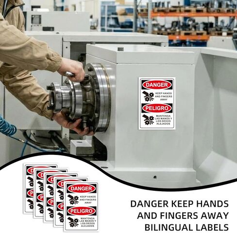 10 PCS DANGER Keep Hands And Fingers Away Safety English + Spanish OSHA Labels - 5 x 3.5 Inch Danger Bilingual Warning Stickers Decal, Vinyl Material for Industrial Machine Equipment in Saudi Arabia
