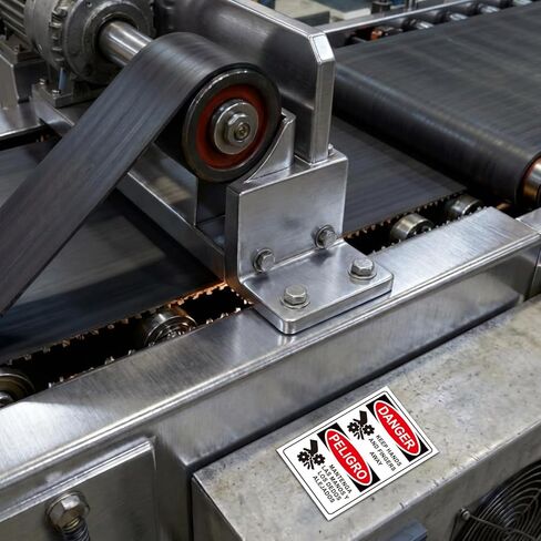 10 PCS DANGER Keep Hands And Fingers Away Safety English + Spanish OSHA Labels - 5 x 3.5 Inch Danger Bilingual Warning Stickers Decal, Vinyl Material for Industrial Machine Equipment in Saudi Arabia