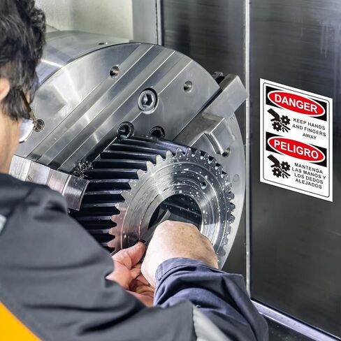 10 PCS DANGER Keep Hands And Fingers Away Safety English + Spanish OSHA Labels - 5 x 3.5 Inch Danger Bilingual Warning Stickers Decal, Vinyl Material for Industrial Machine Equipment in Saudi Arabia
