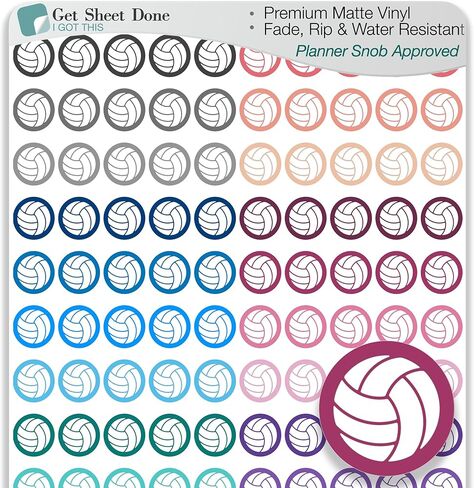 Volleyball Planner Sticker / 110 Dot Icon Vinyl Stickers (1/2") / Sports Exercise Fitness Health Workout Game Reminder/Essential Productivity Life Planner/Bujo Bullet Journaling (1 Sheet) in Kuwait