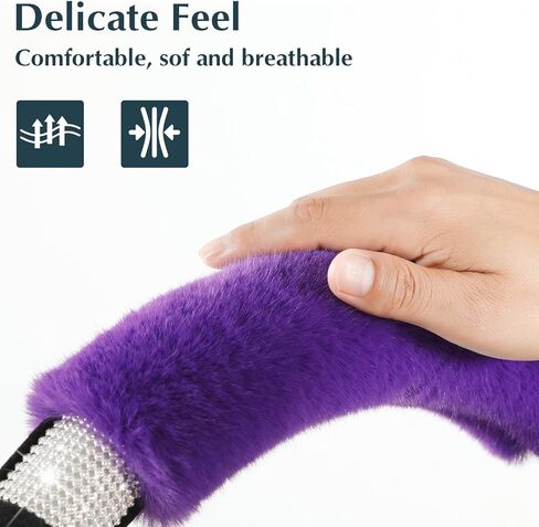 Achiou Rhinestone Fluffy Steering Wheel Cover: Comfortable Non-Slip Faux Wool Grip, Universal Fit for 14.5" to 15" Steering Wheels in Saudi Arabia