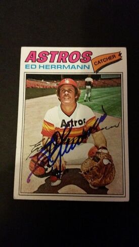 Ed Herrmann Astros 1977 Topps #143 Sox Authentic Pen Signed Autograph FB15 - Autographed Baseball Cards in Saudi Arabia