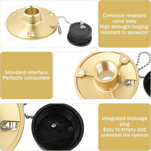 513120-1 مخرج مياه الغسيل لـ Sea-Dog، 1/2 بوصة × 3/4 بوصة مع غطاء بلاستيكي أسود وسلسلة خرزية - لغسل المحرك وإعادة تعبئة خزان المياه العذبة in Kuwait